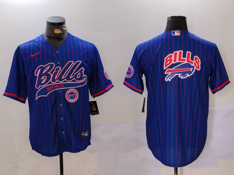 Men Buffalo Bills Blank Blue Stripe Joint Name 2024 Nike Limited NFL Jersey style 9103